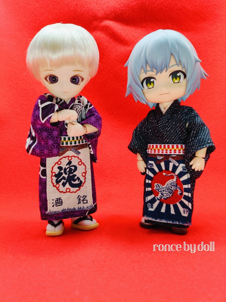 オビツ11/ねんどろいどどーるボディ 居酒屋風着物前掛けセット