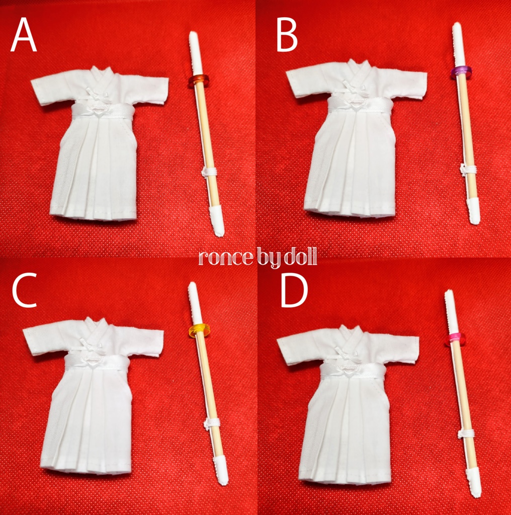 【受注】オビツ11ボディ 剣道着(白×白)・竹刀セット