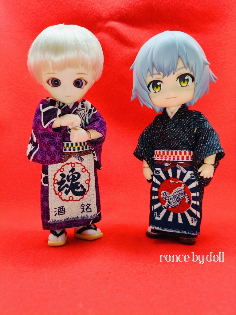 【･:*+即納品･:*+】オビツ11/ねんどろいどどーるボディ　居酒屋風着物前掛けセット