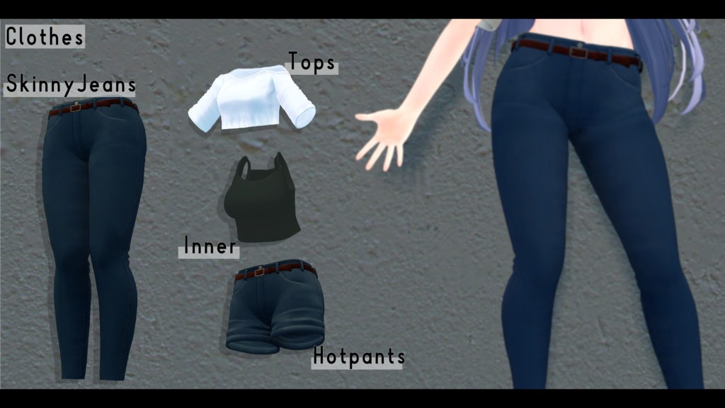 【桔梗ちゃん向け衣装】肩出しトップス&デニムセット