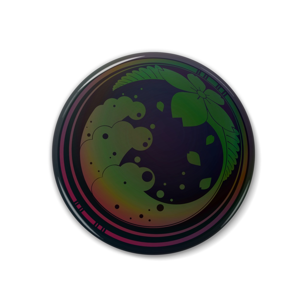 家紋缶バッジ【波に双葉山桜】38mm