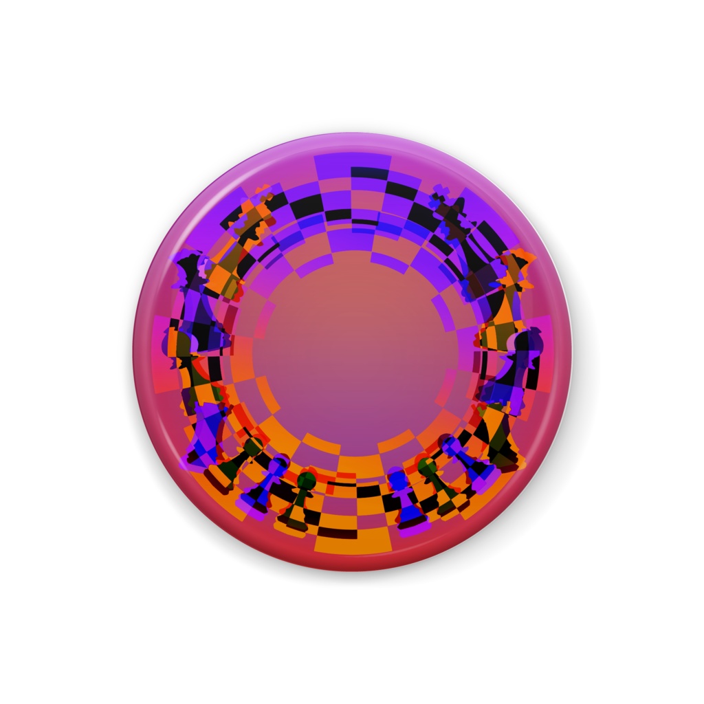 チェス盤缶バッジ5種 32mm