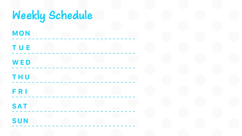 【無料】シンプルなスケジュール表4パターン入り【Vtuver・Youtuber・配信者向け】