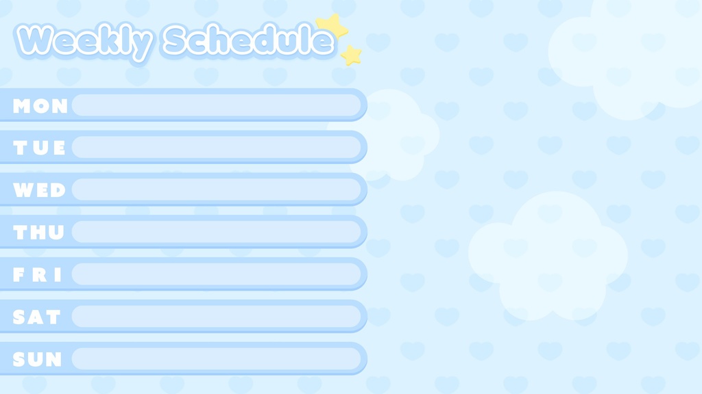 【無料】ゆめかわなスケジュール表4パターン入り【Vtuver・Youtuber・配信者向け】