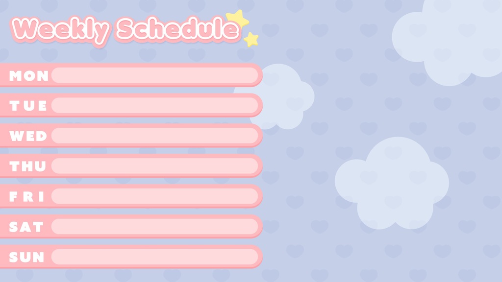 【無料】ゆめかわなスケジュール表4パターン入り【Vtuver・Youtuber・配信者向け】