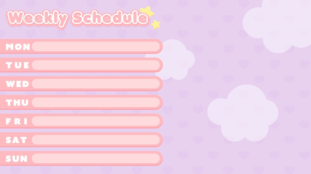 【無料】ゆめかわなスケジュール表4パターン入り【Vtuver・Youtuber・配信者向け】