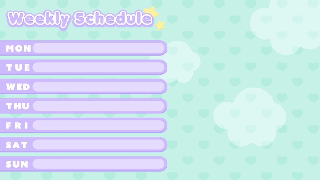 【無料】ゆめかわなスケジュール表4パターン入り【Vtuver・Youtuber・配信者向け】