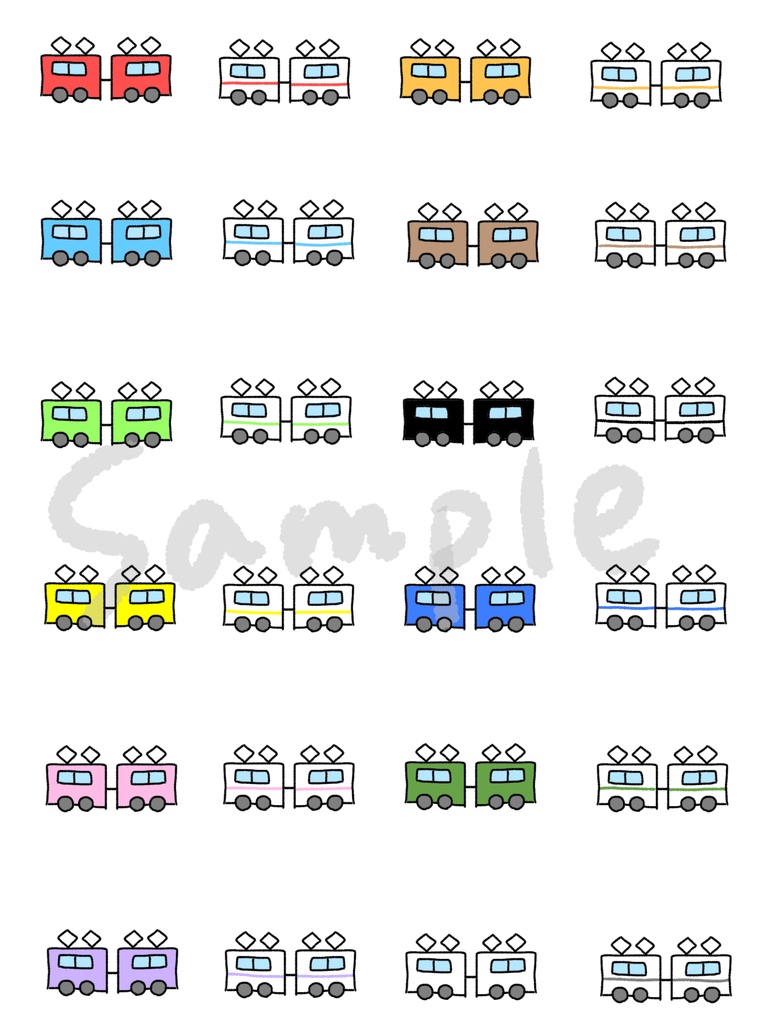 ごほうびシール（カラフル　でんしゃ）