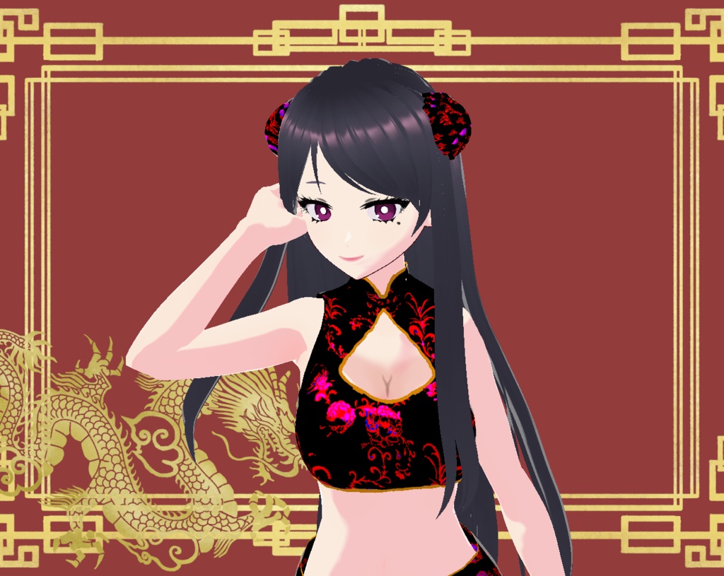 【VRoid】チャイナ服(黒)_sexy_blackChina