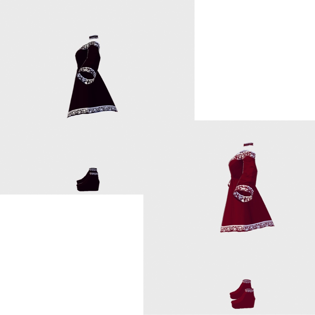 【VRoid】レース付きワンピース_赤/黒_riootsuki