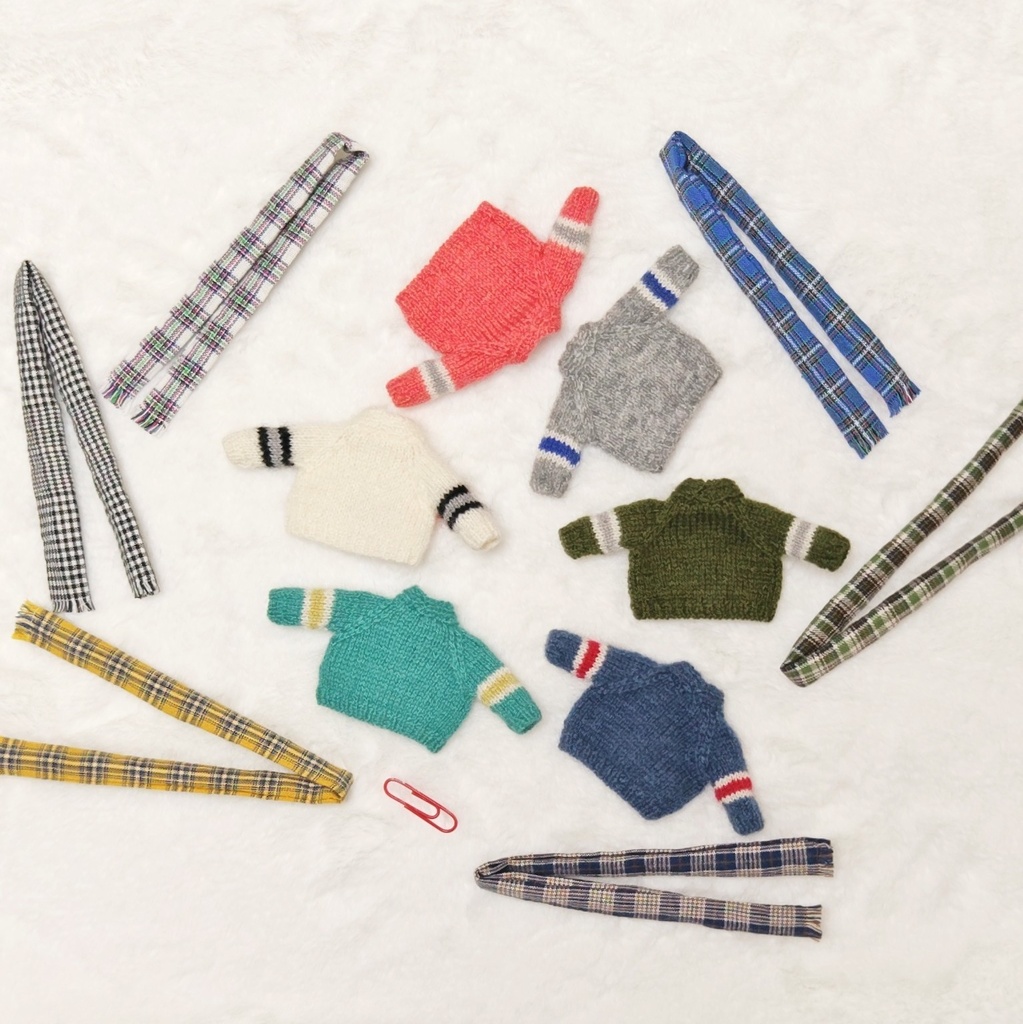 Vネックカーディガン&布マフラーセット・2026春