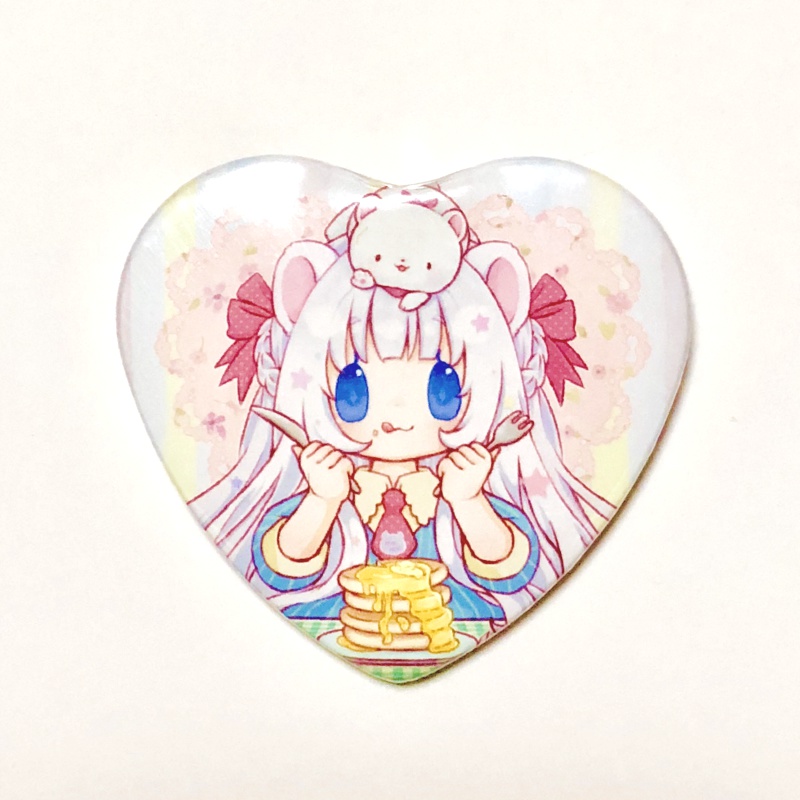 しろくまちゃんハート缶バッチ
