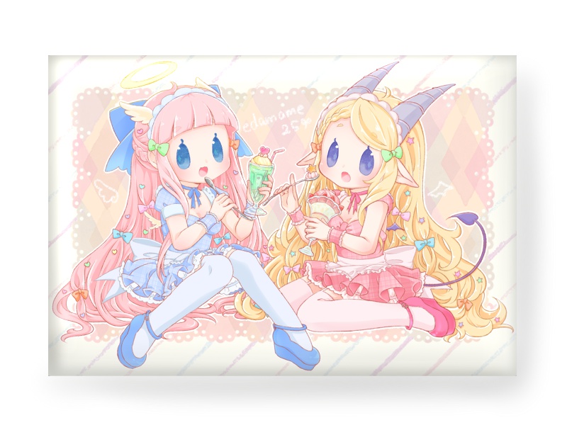 angel&evil長方形缶バッチ