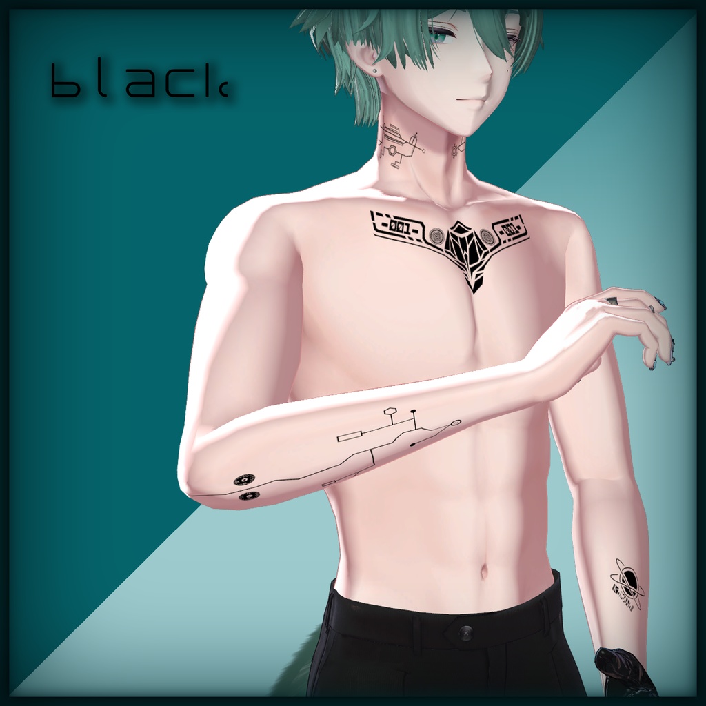 【VRC想定】サイバー風タトゥーテクスチャ【狛乃専用】