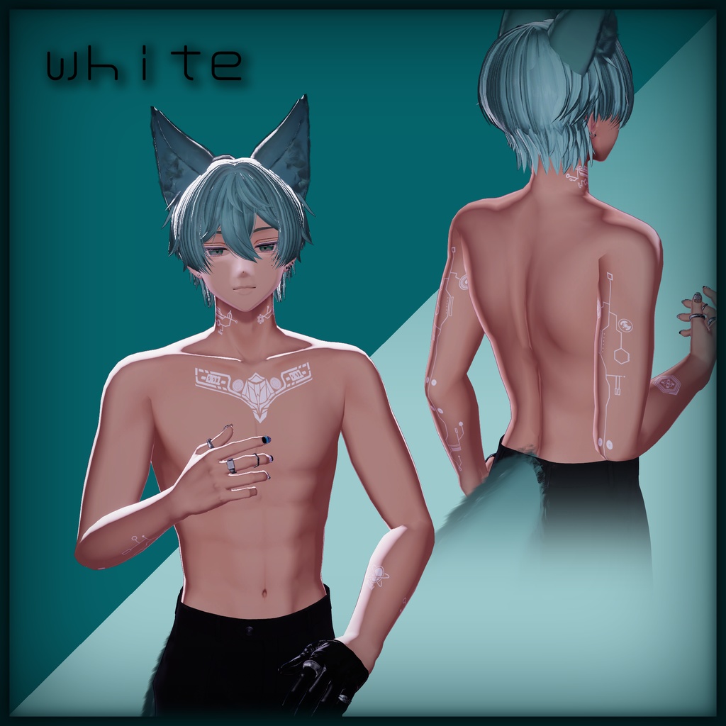 【VRC想定】サイバー風タトゥーテクスチャ【狛乃専用】