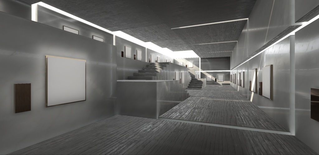 【3Dモデル】cluster向け展覧会ギャラリー3種_Vol.04_Stone&WoodCeiling_Ver1.00