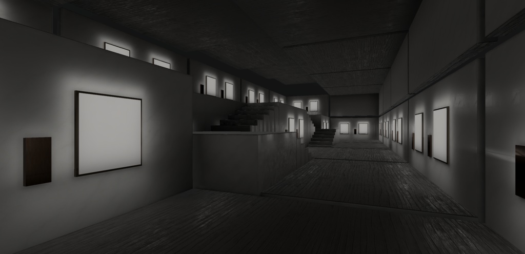 【3Dモデル】cluster向け展覧会ギャラリー3種_Vol.04_Stone&WoodCeiling_Ver1.00