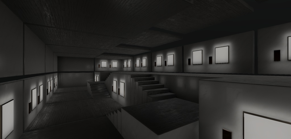 【3Dモデル】cluster向け展覧会ギャラリー3種_Vol.04_Stone&WoodCeiling_Ver1.00