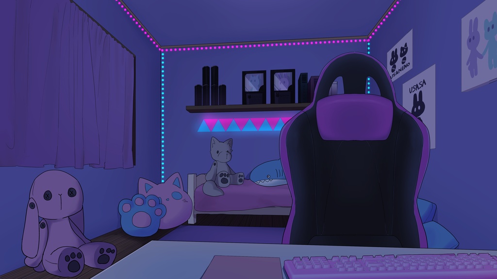 Vtuber/配信者向け 部屋 背景素材 【ピンク】