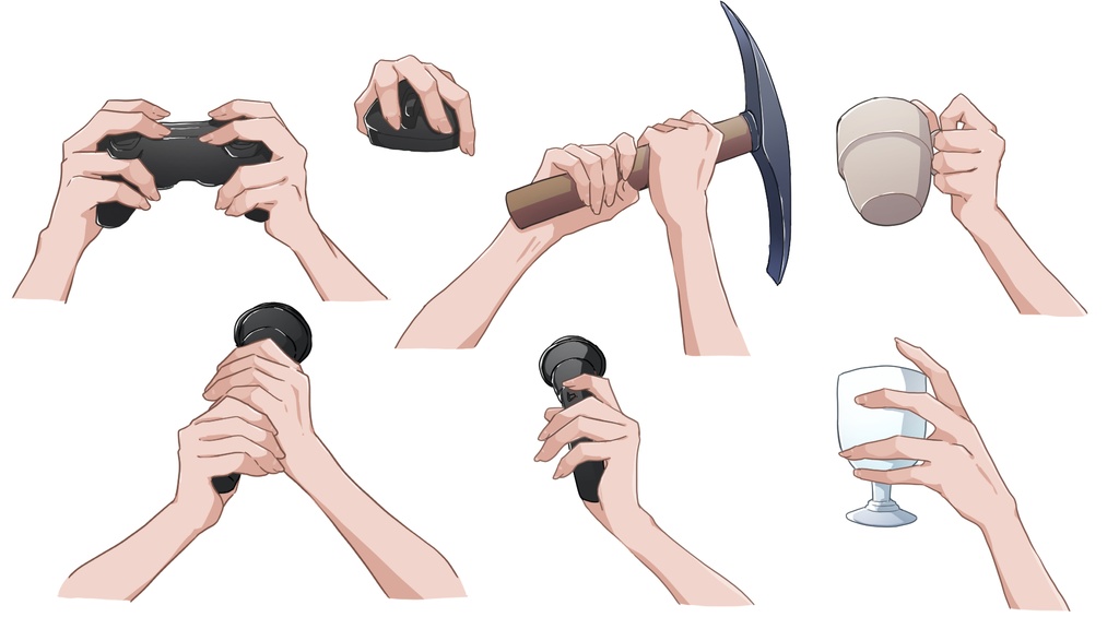 Vtuber/配信者向け 手 素材 (左利き・細身)