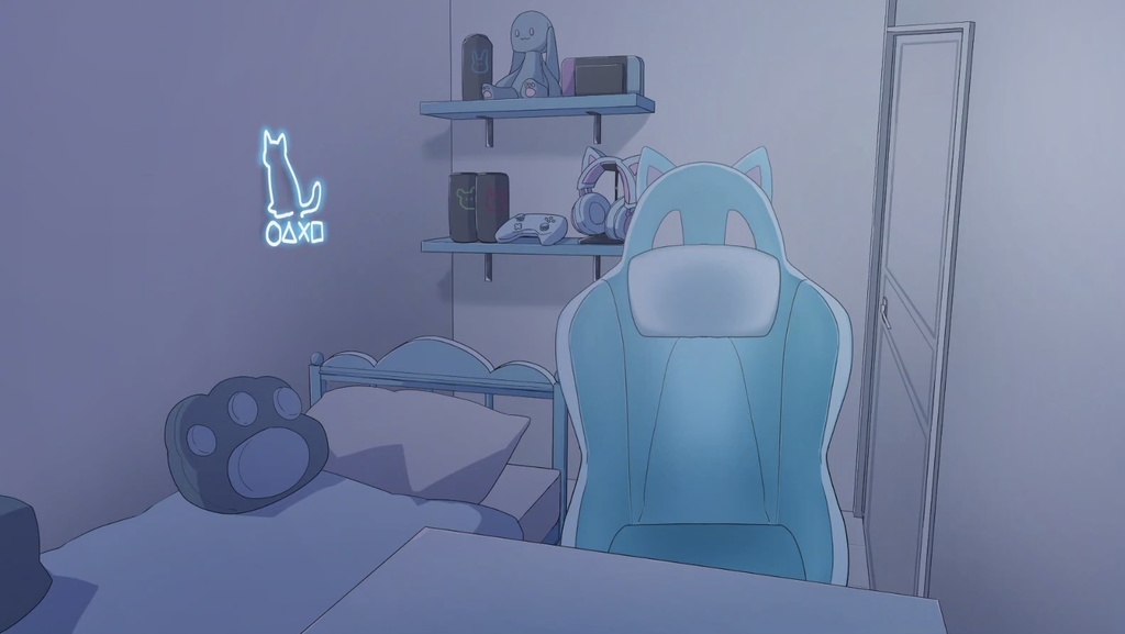 Vtuber/配信者向け 部屋 背景素材 【水色】