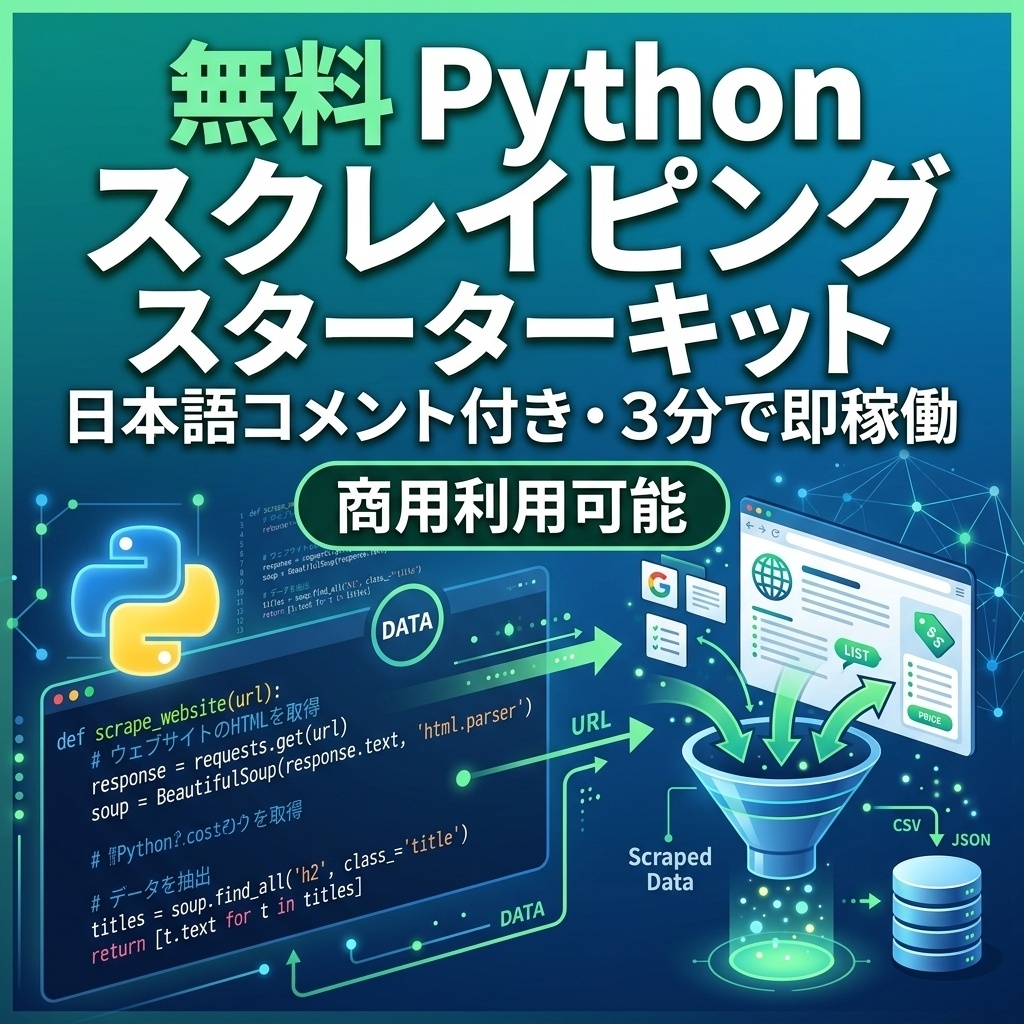 【無料・商用可】Python Webスクレイピング即戦力スターターキット