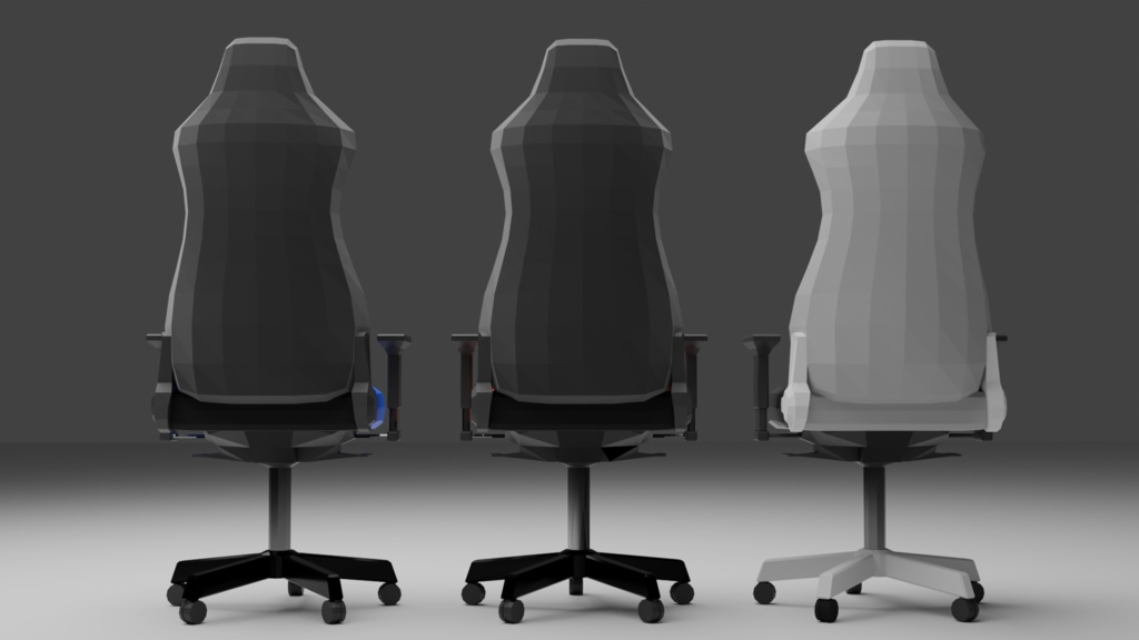 ローポリ ゲーミングチェア 3色セット【FBX / Blender】
