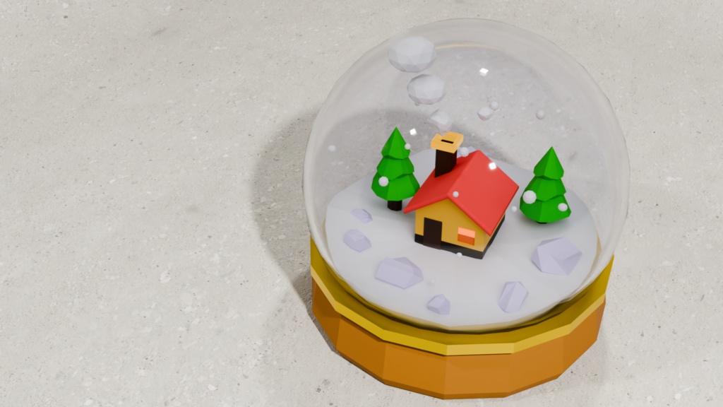 ローポリ スノードーム 3Dモデル（統合版＋編集用分割版）BLEND/FBX