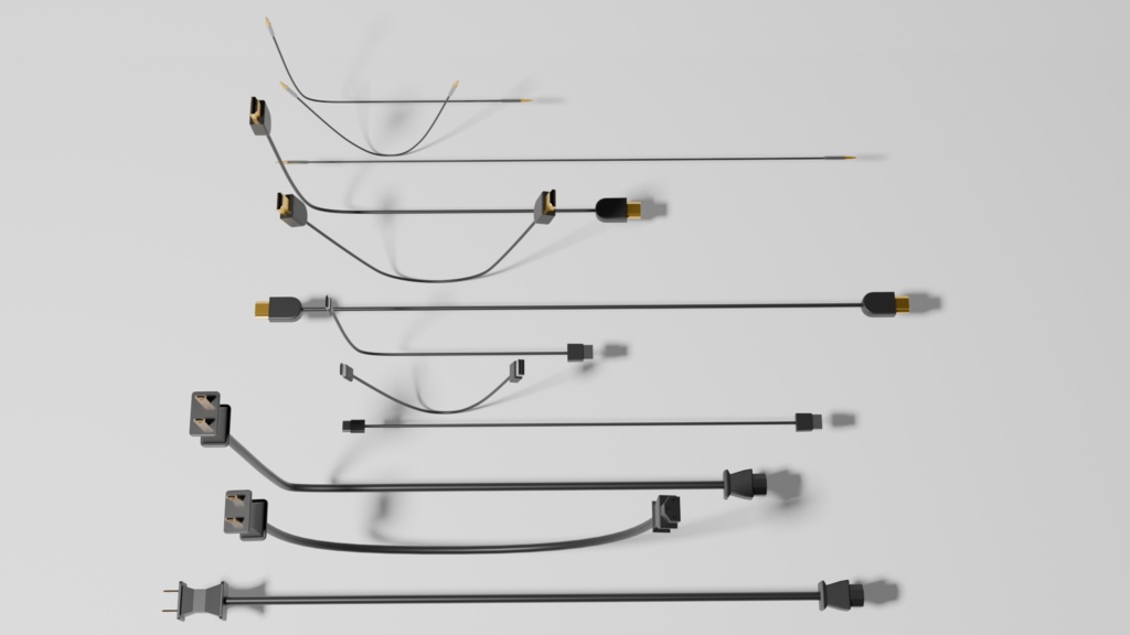 ケーブル4種セット(AC/USB-C/3.5mm/HDMI)【セパレート&統合】|Blend+FBX 3D