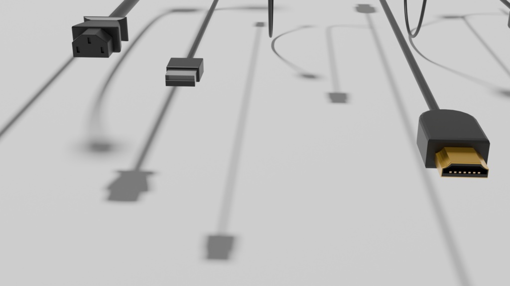 ケーブル4種セット(AC/USB-C/3.5mm/HDMI)【セパレート&統合】|Blend+FBX 3D