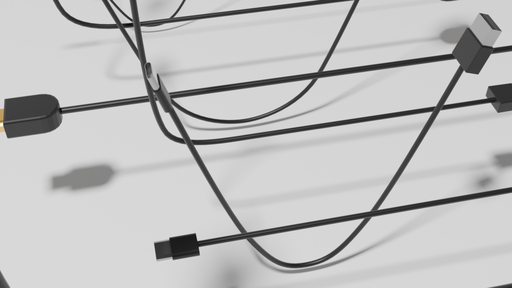 ケーブル4種セット(AC/USB-C/3.5mm/HDMI)【セパレート&統合】|Blend+FBX 3D
