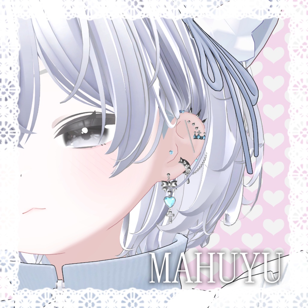 【VRC】♡ heart earrings set ♡【3アバター対応】