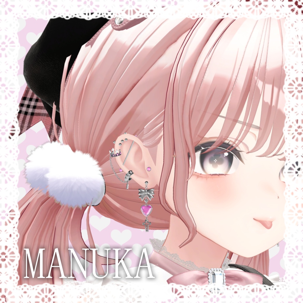 【VRC】♡ heart earrings set ♡【3アバター対応】