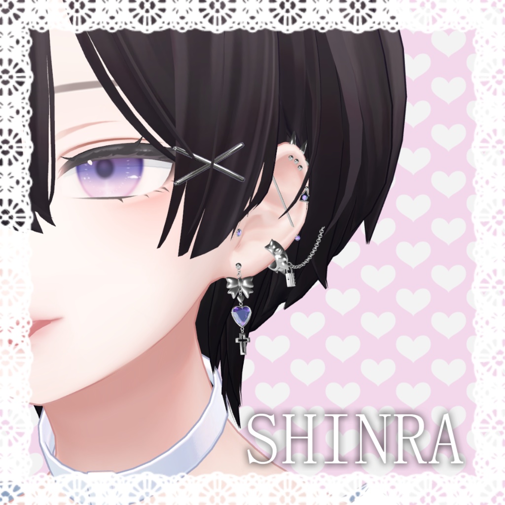 【VRC】♡ heart earrings set ♡【3アバター対応】