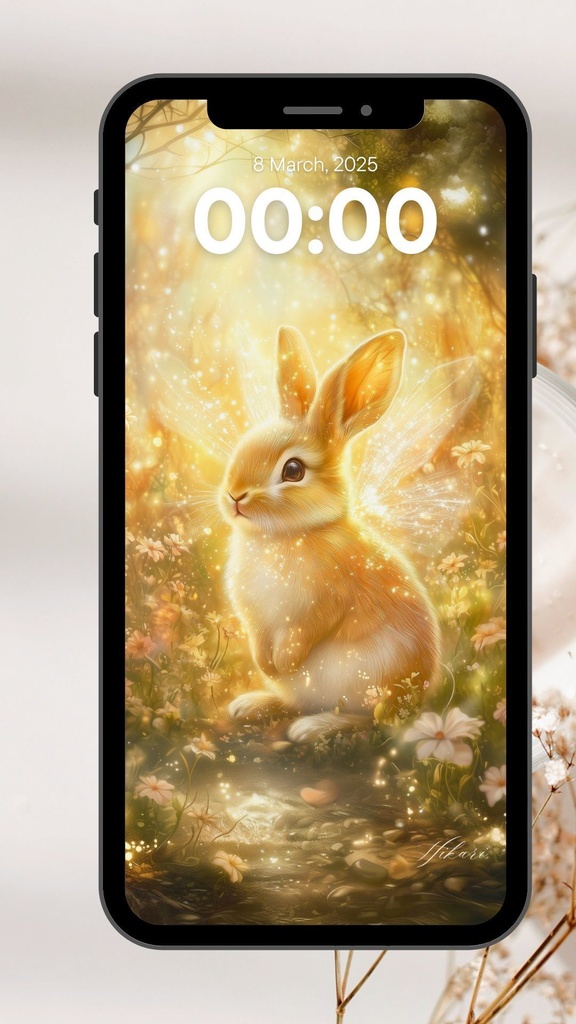 スマホ壁紙｜光のうさぎ
