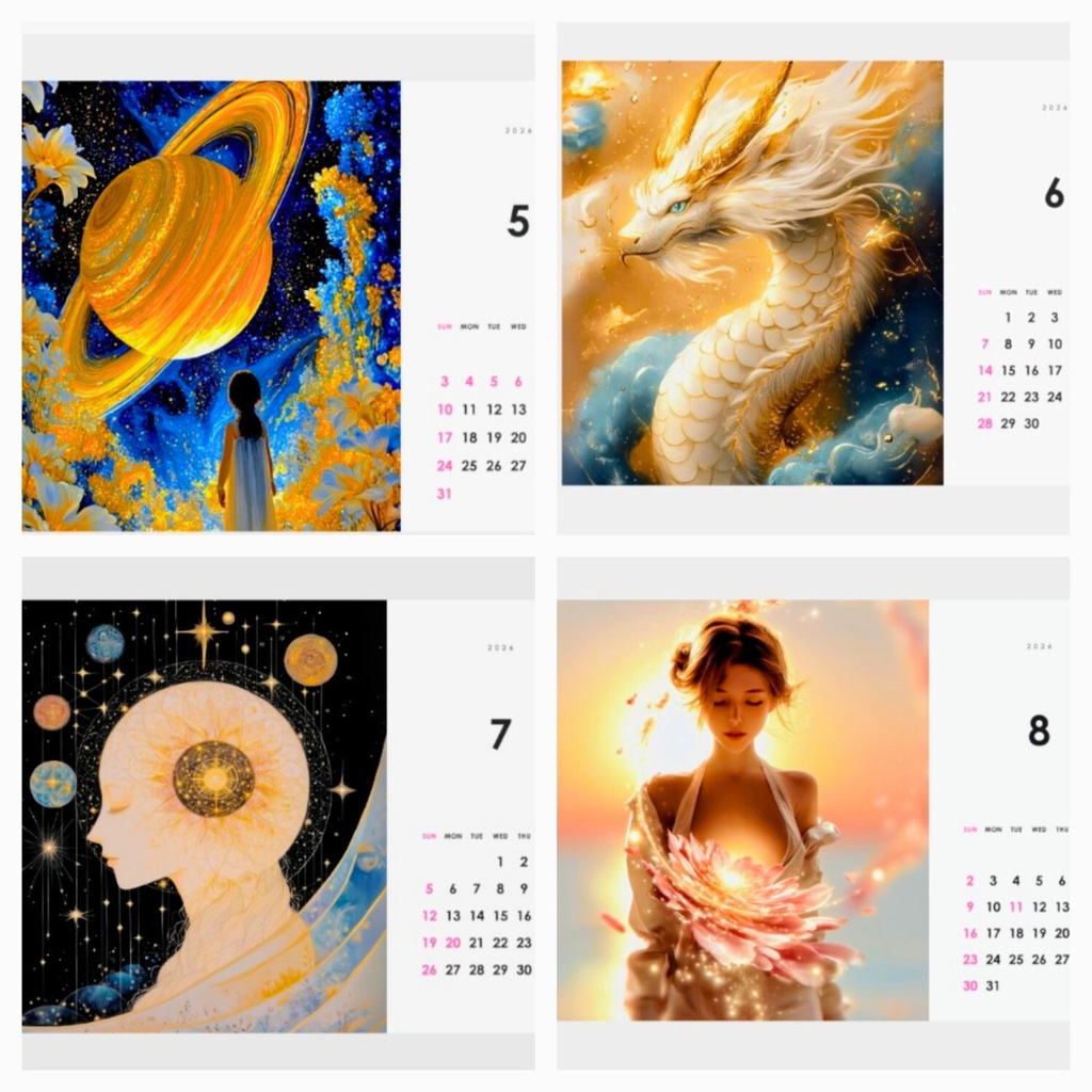 【2冊用/匿名配送】2026卓上カレンダー(B6サイズ)