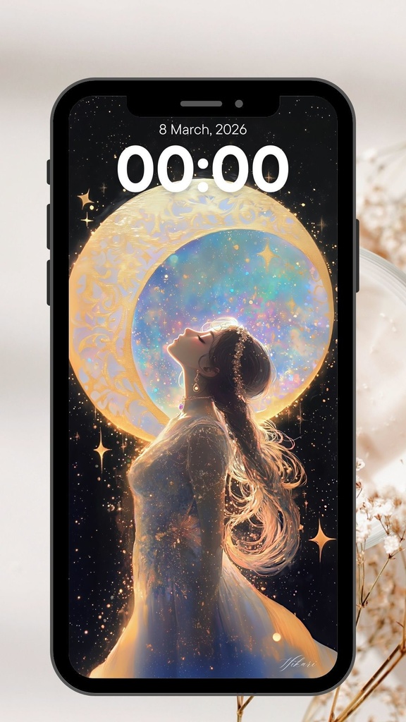 スマホ壁紙｜月とともに