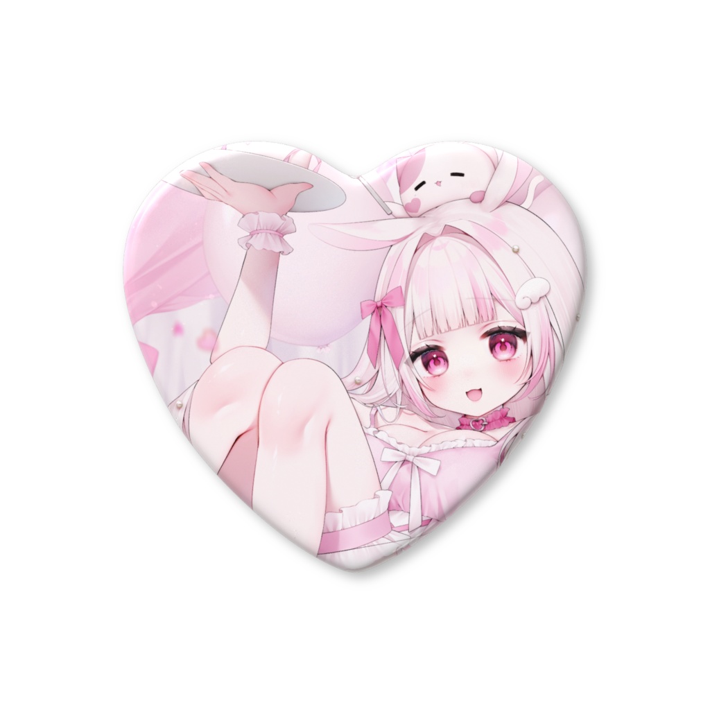 兎乃ましろ生誕祭イラスト ハート缶バッジ