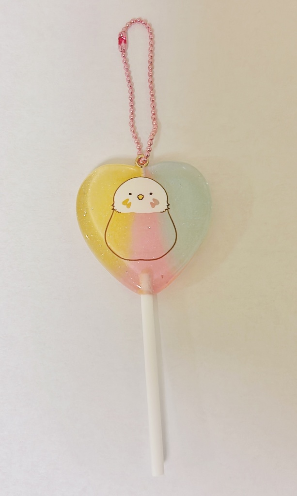 【ペロキャンキーホルダー】あめいろのインコ