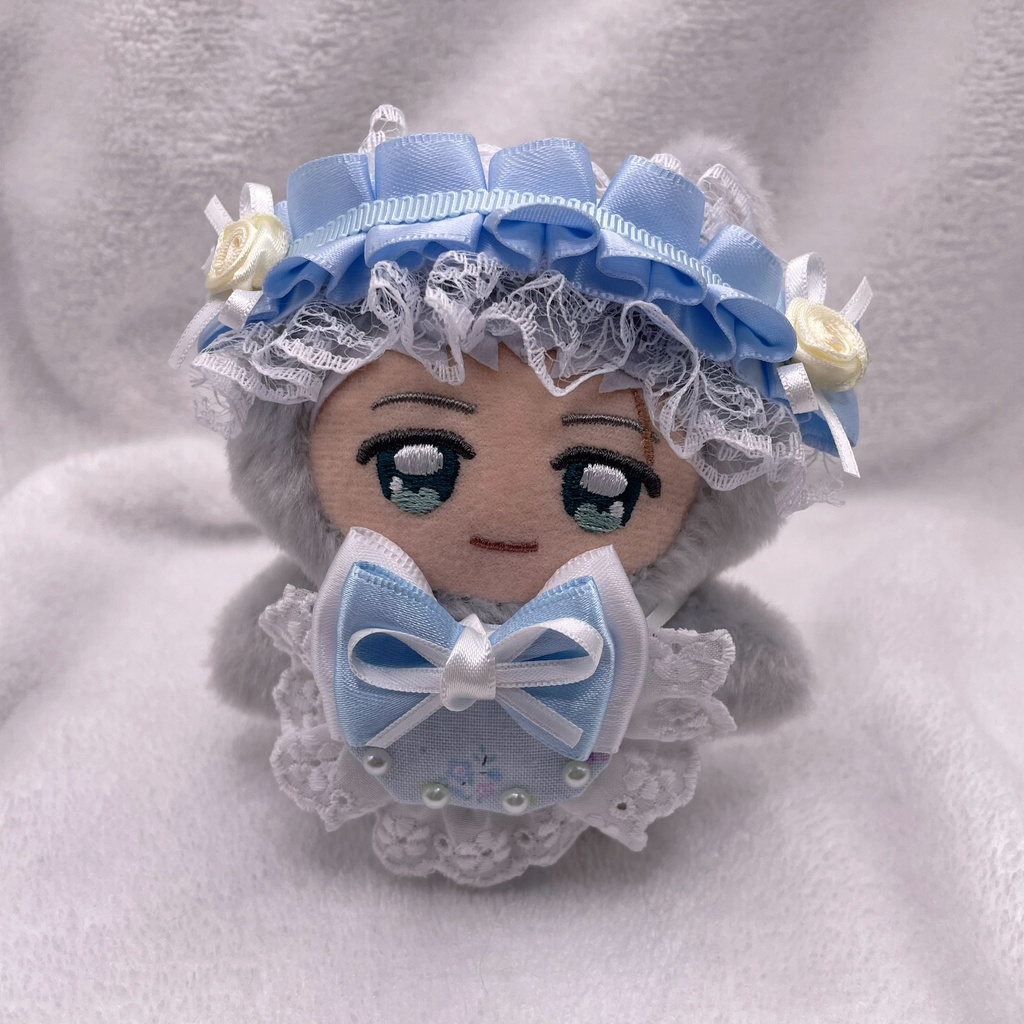 flower headdress & bib blue ♡*゜ちみけもサイズ