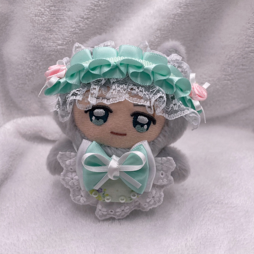 flower headdress & bib green ♡*゜ちみけもサイズ