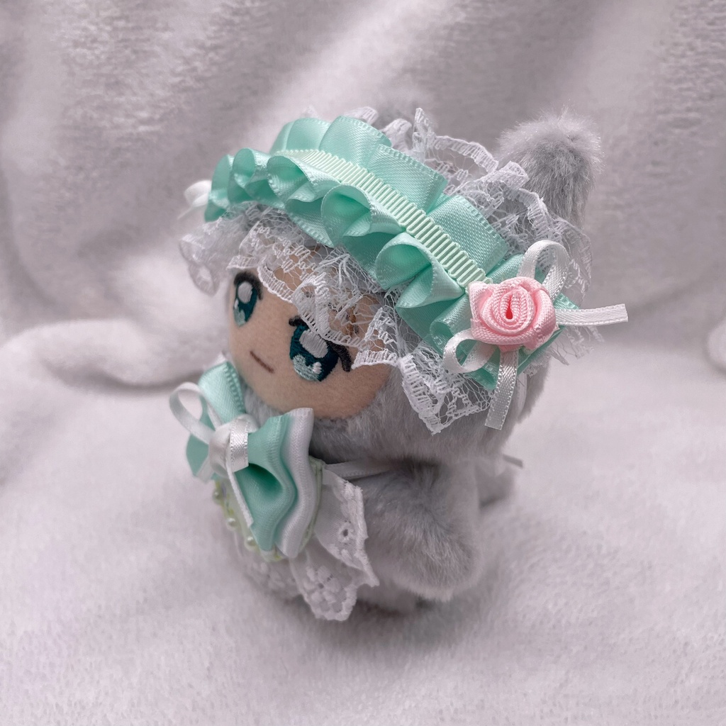 flower headdress & bib green ♡*゜ちみけもサイズ