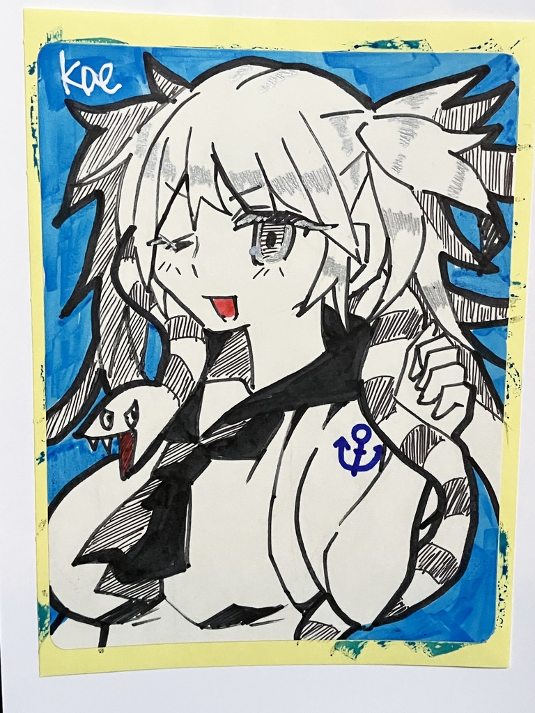 ラベルシールドローイング原画 ヘビ女性02