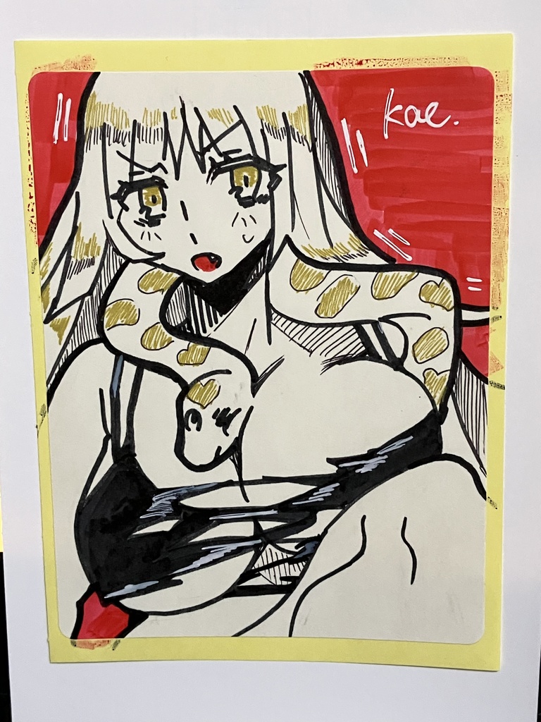 ラベルシールドローイング原画 ヘビ女性04