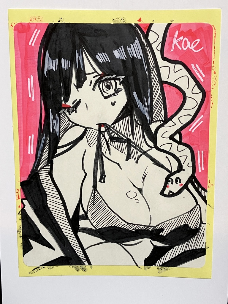 ラベルシールドローイング原画 ヘビ女性06