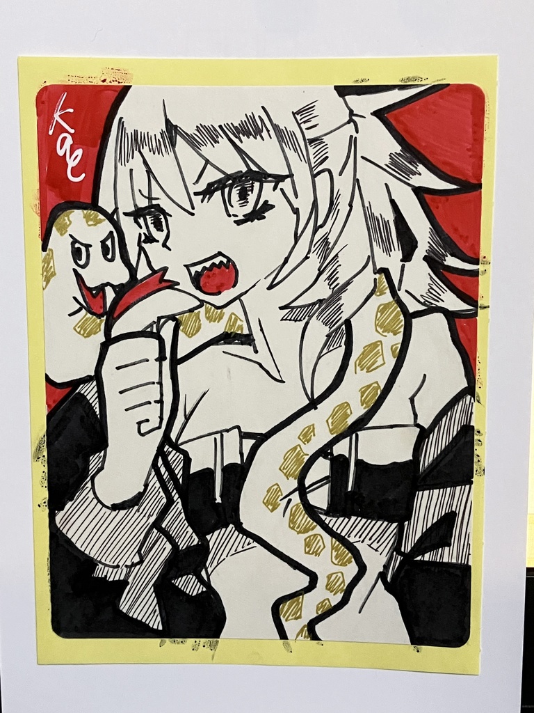 ラベルシールドローイング原画 ヘビ女性07