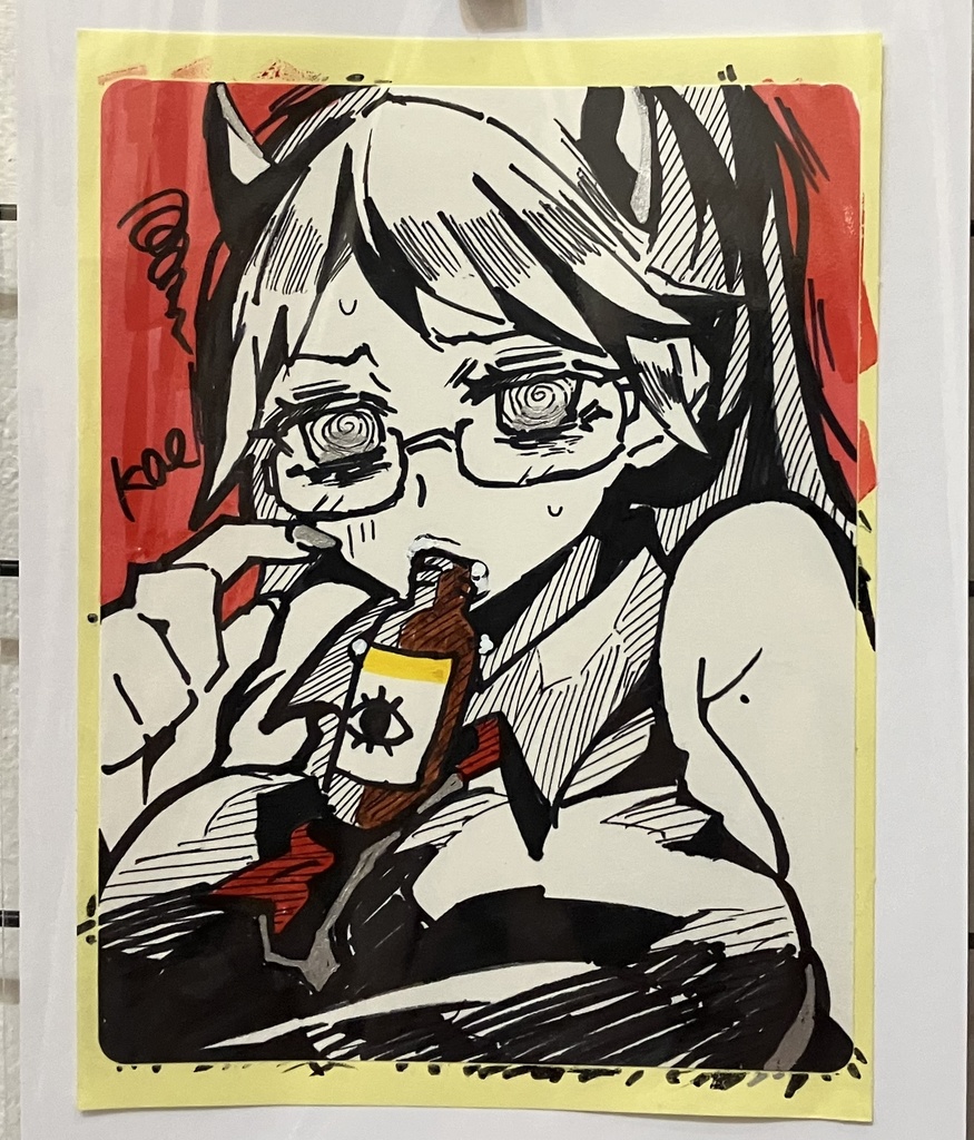 ラベルシールドローイング原画 メガネ01