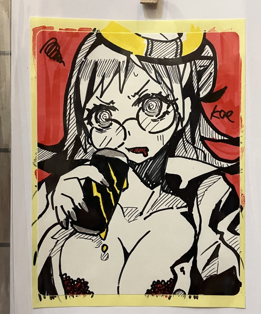 ラベルシールドローイング原画 メガネ02