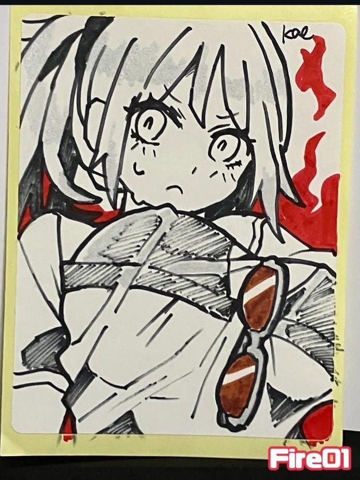 ラベルシールドローイング原画 Fire(Red)