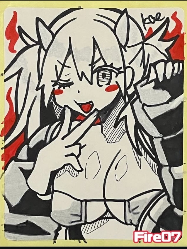 ラベルシールドローイング原画 Fire(Red)